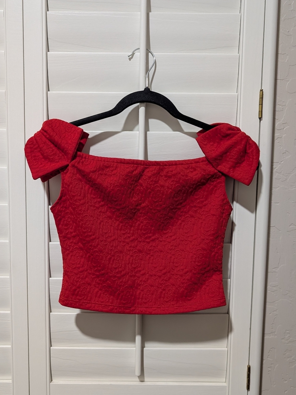 Red Off Shoulder Crop Top | Statement Party Top